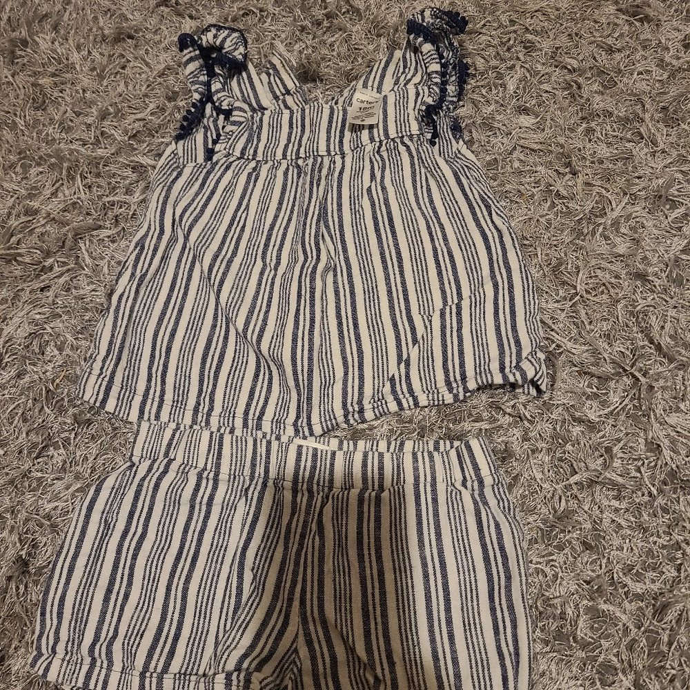 Blue and White Short and Shirt Set